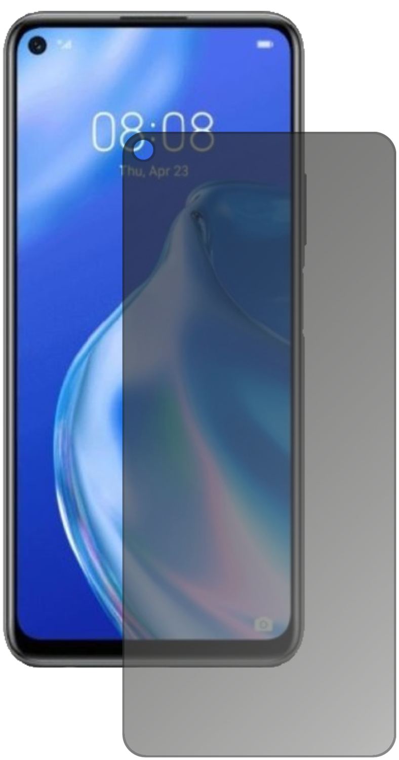 HuaweiP40 lite 5G mit aufgebrachtem dipos Displayschutz, der seitliche Einblicke blockiert