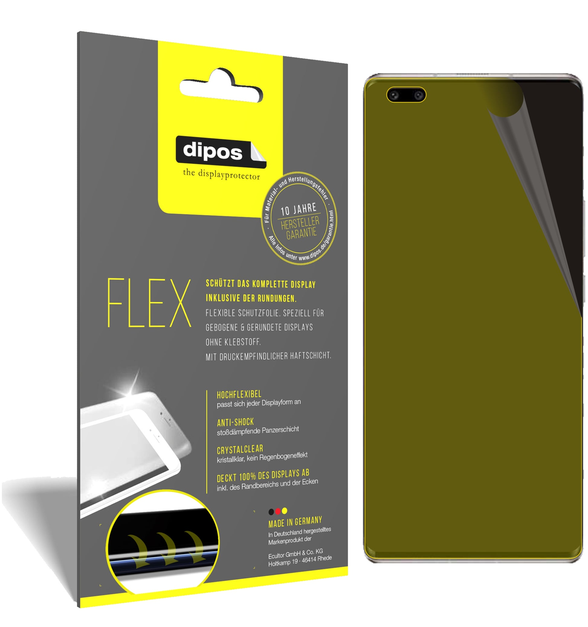 Klare Displayschutzfolie von dipos passend für Huawei Nova 8 Pro, 100% Displayabdeckung und blasenfreie Montage