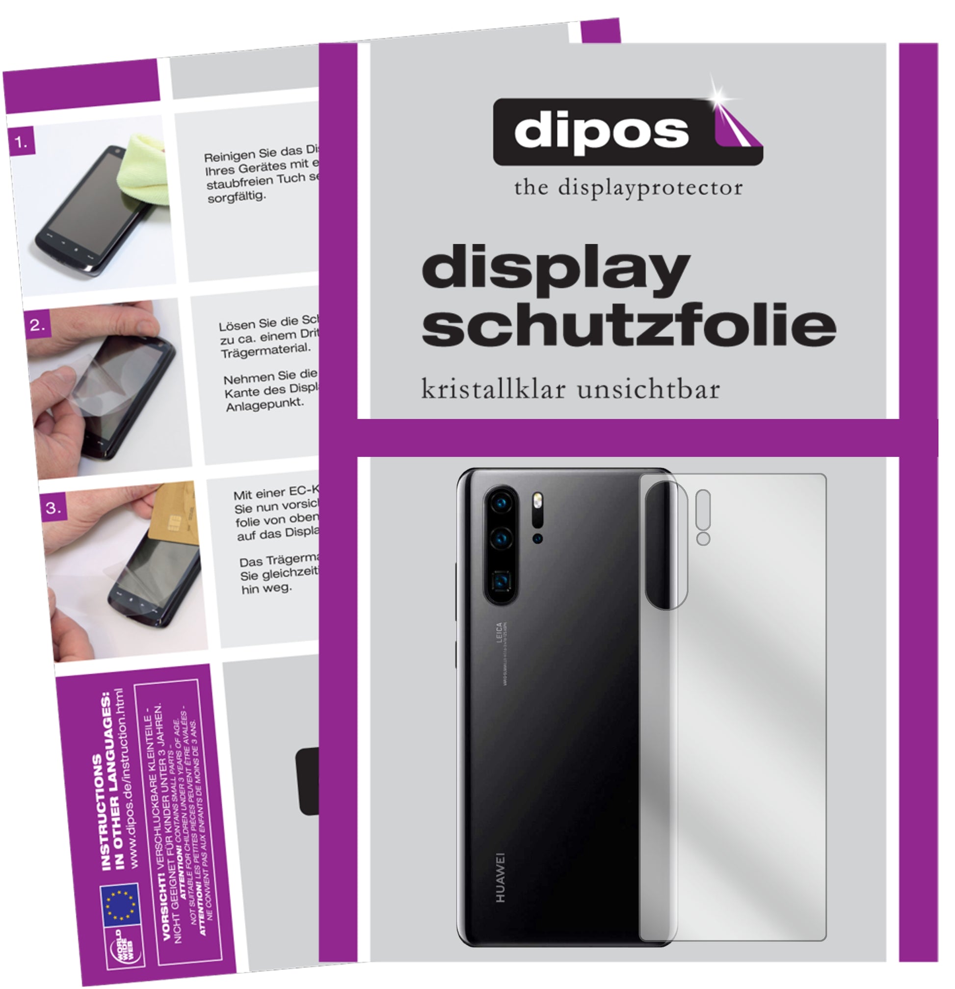 Kristallklare, dünne Schutzfolie: Kratzfest & passgenau für Huawei-P30 Pro (2020) Rückseite
