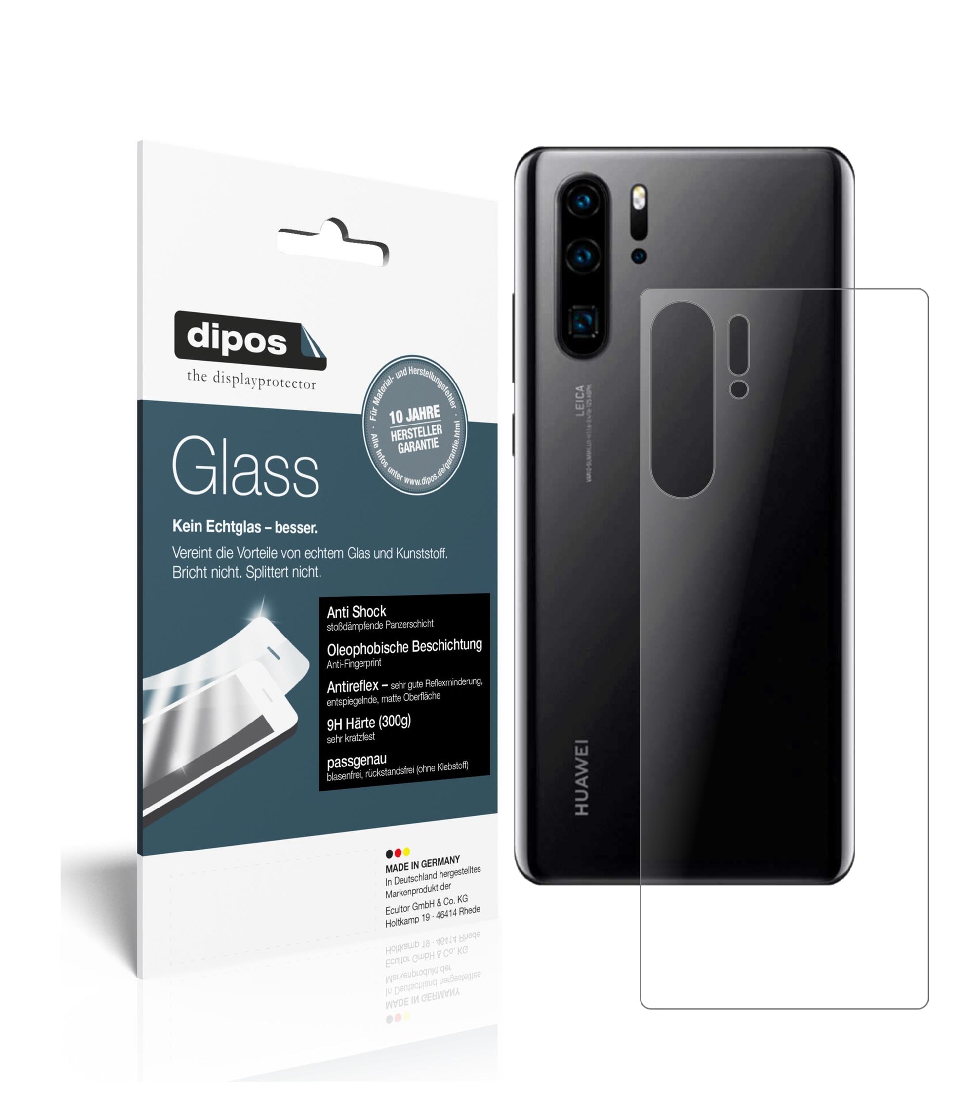 Mattes Panzerglas: Schutz vor Brüchen, Fingerabdrücken und Bildschirmblendung für Huawei-P30 Pro (2020) Rückseite