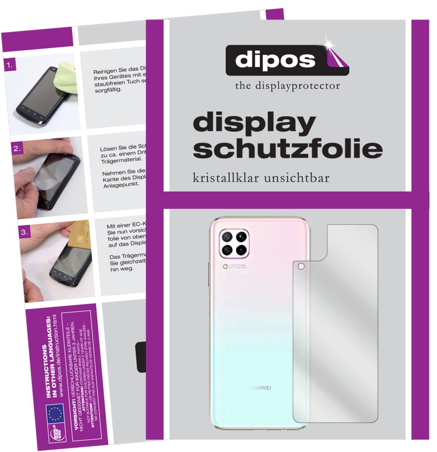 Kristallklare, dünne Schutzfolie: Kratzfest & passgenau für Huawei-P40 Lite Rückseite