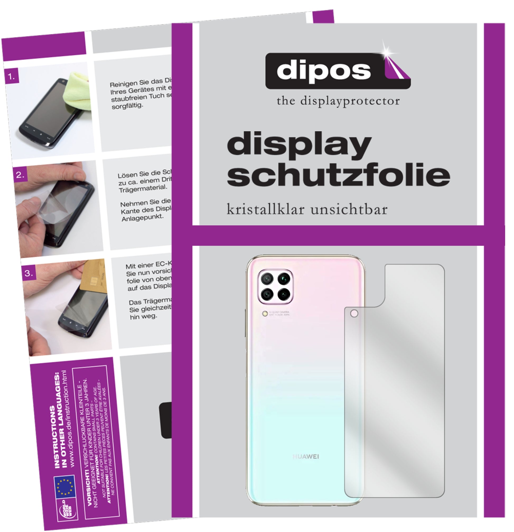 Kristallklare, dünne Schutzfolie: Kratzfest & passgenau für Huawei-P40 Lite Rückseite
