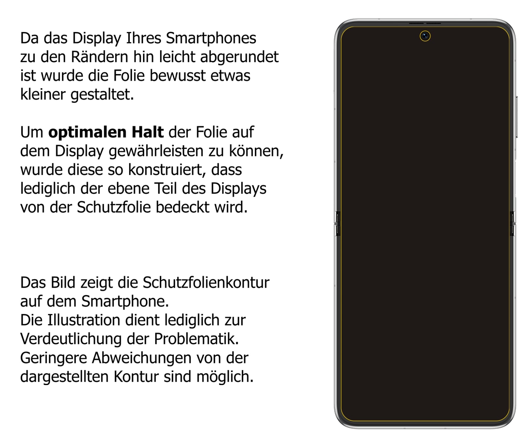 Schutzfolie mit optimaler Passform, zur Verwendung mit Hüllen geeignet