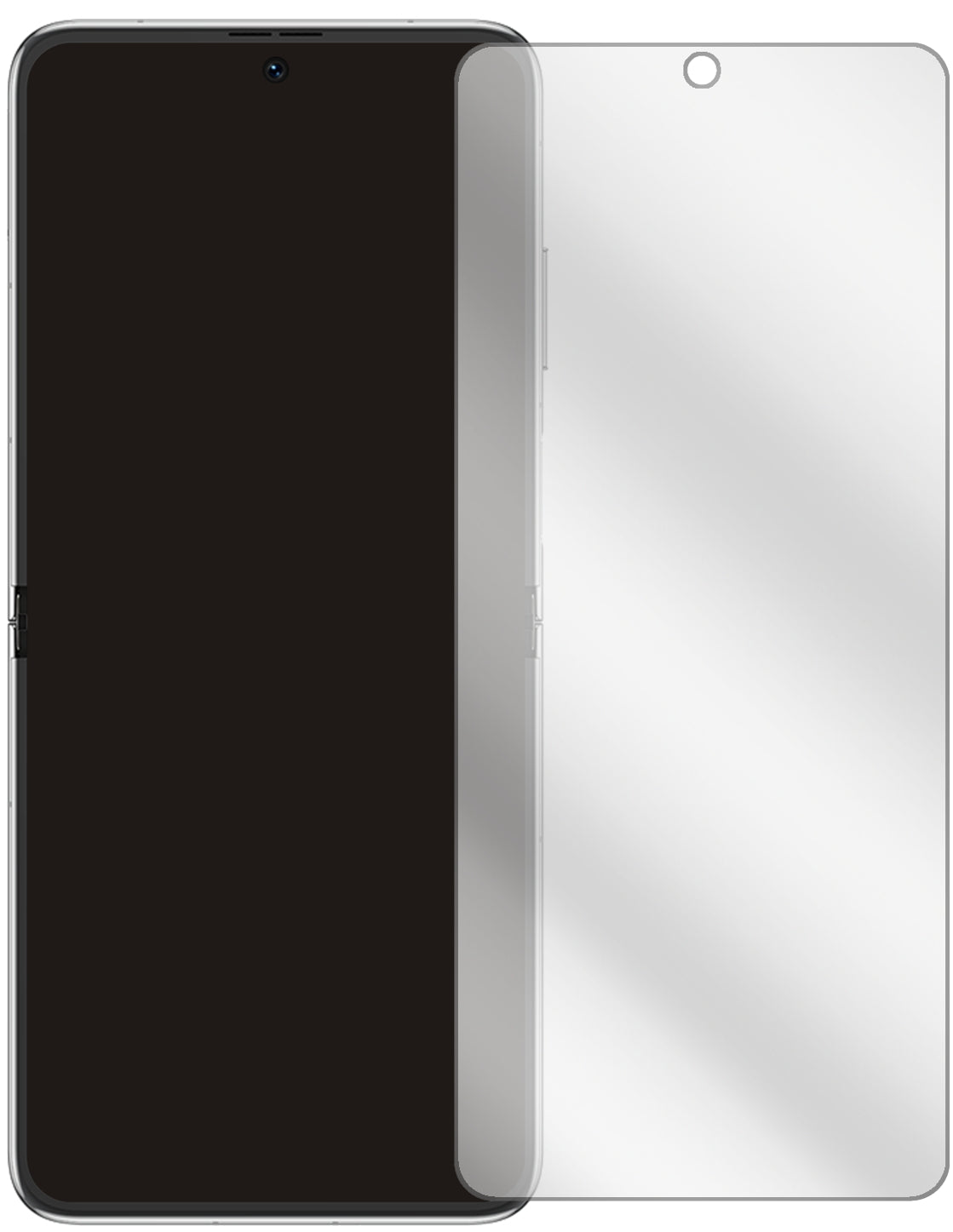 HuaweiP50 Pocket mit aufgebrachter dipos Displayschutzfolie, glasklare Darstellung ohne Einschränkungen
