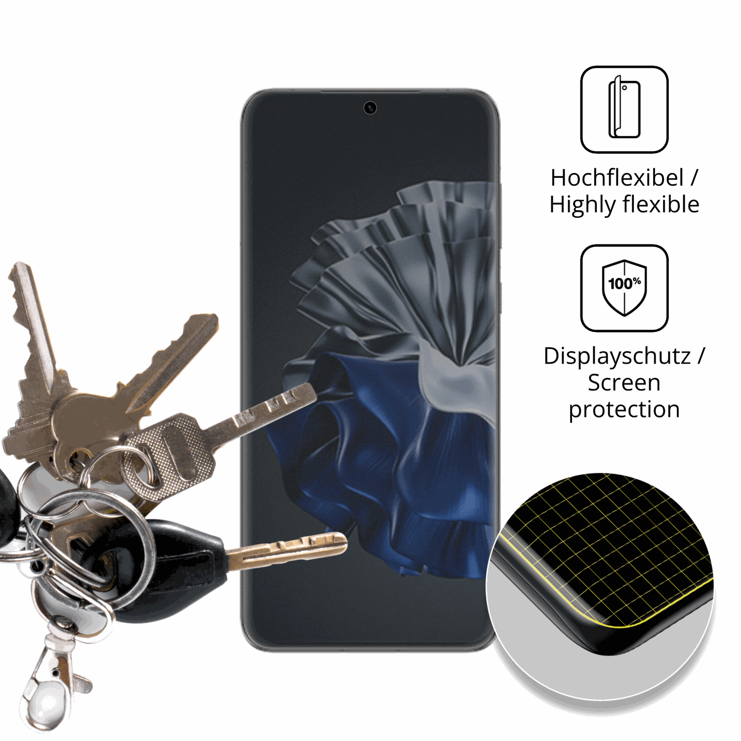 dipos Displayschutz für Huawei P60 Pro, mit Blickschutzfilter und perfekter Passform auch für die Rundungen