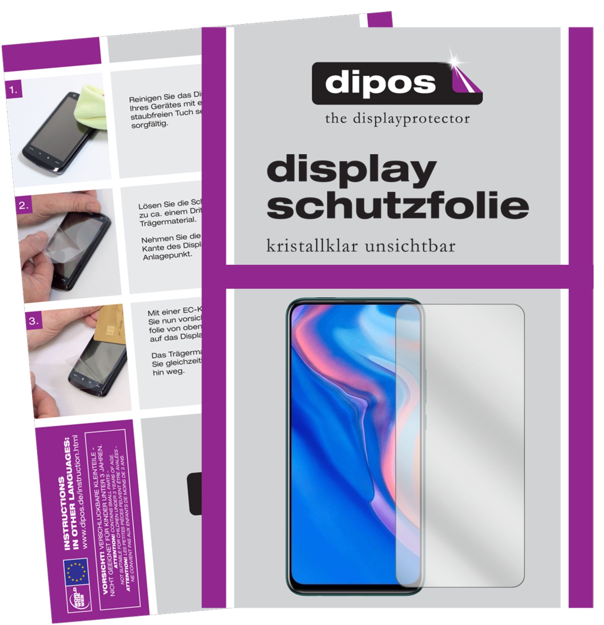 Klare Displayschutzfolie von dipos passend für Huawei P Smart Pro (2020), präziser Zuschnitt und blasenfrei montiert