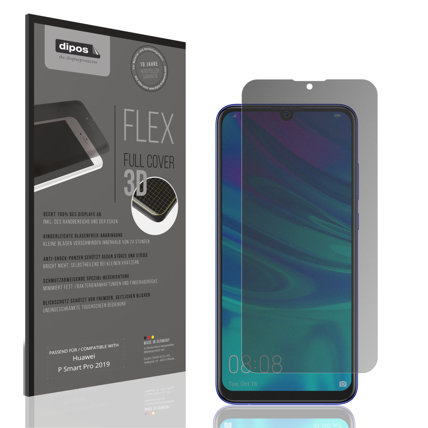 Full Cover Privacy Blickschutzfolie für Huawei P Smart Pro 2019