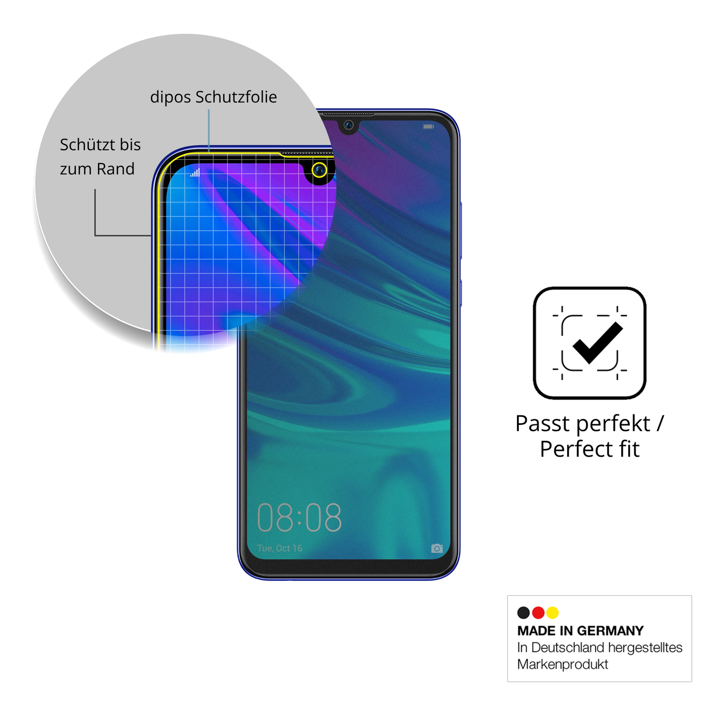 Full Cover Privacy Blickschutzfolie für Huawei P Smart Pro 2019