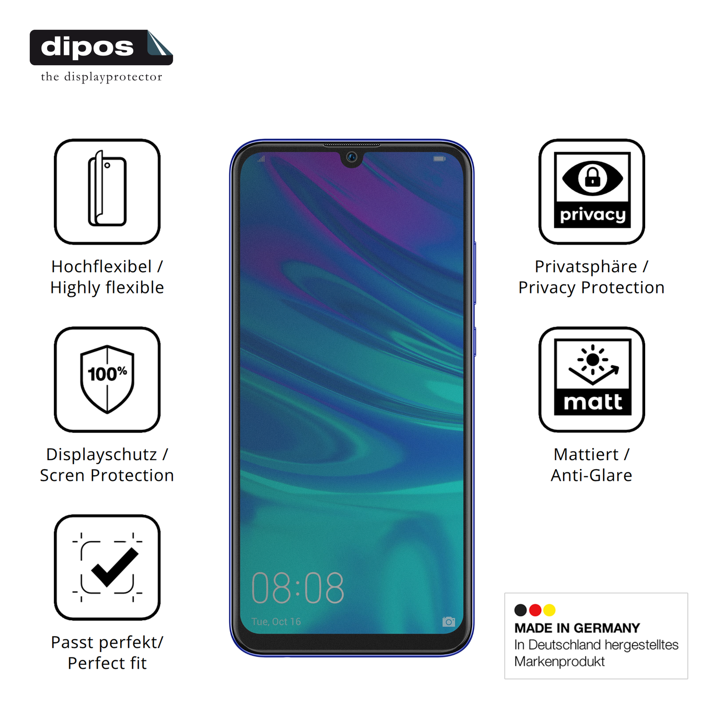 Full Cover Privacy Blickschutzfolie für Huawei P Smart Pro 2019