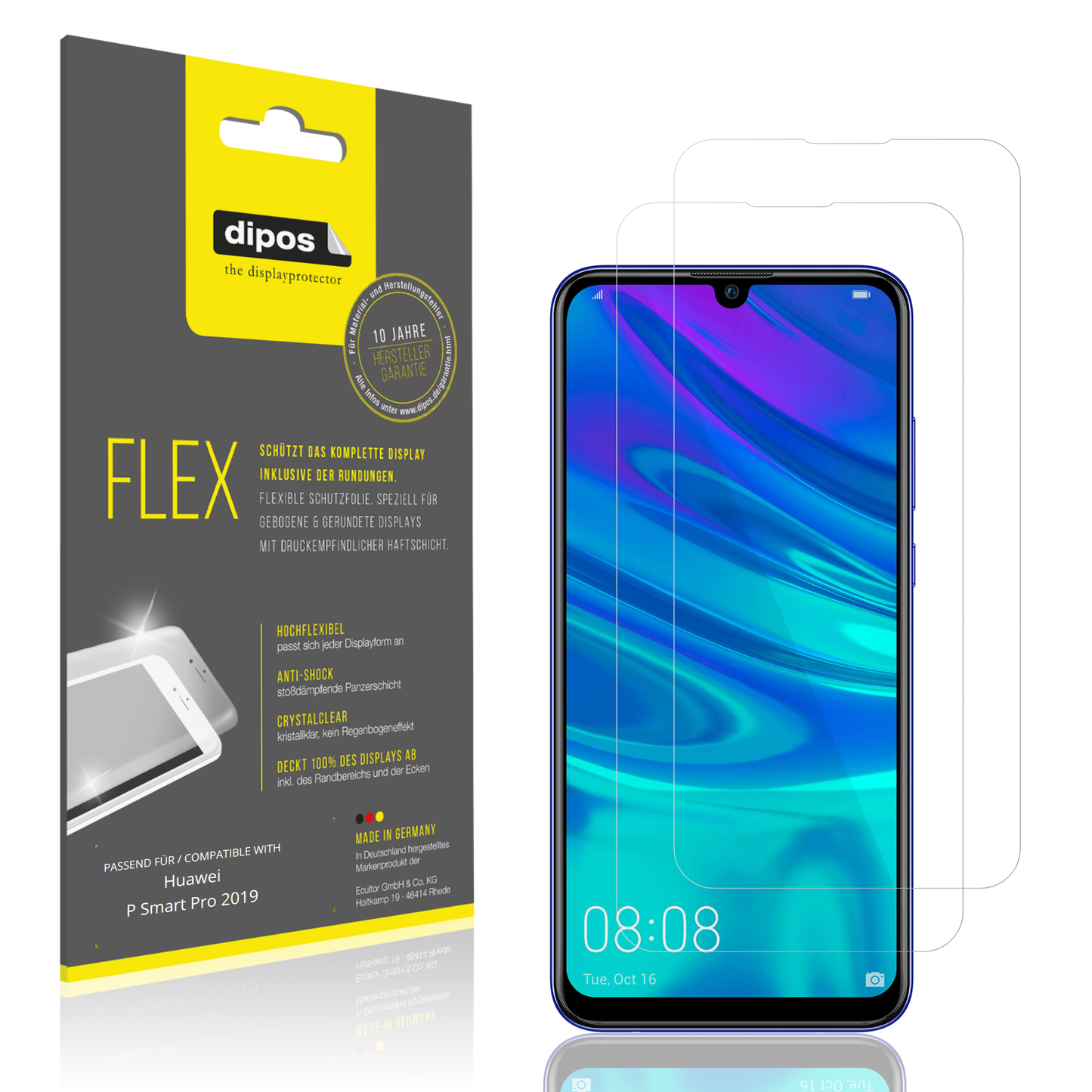2x 3D Full Cover Schutzfolie für Huawei P Smart Pro 2019