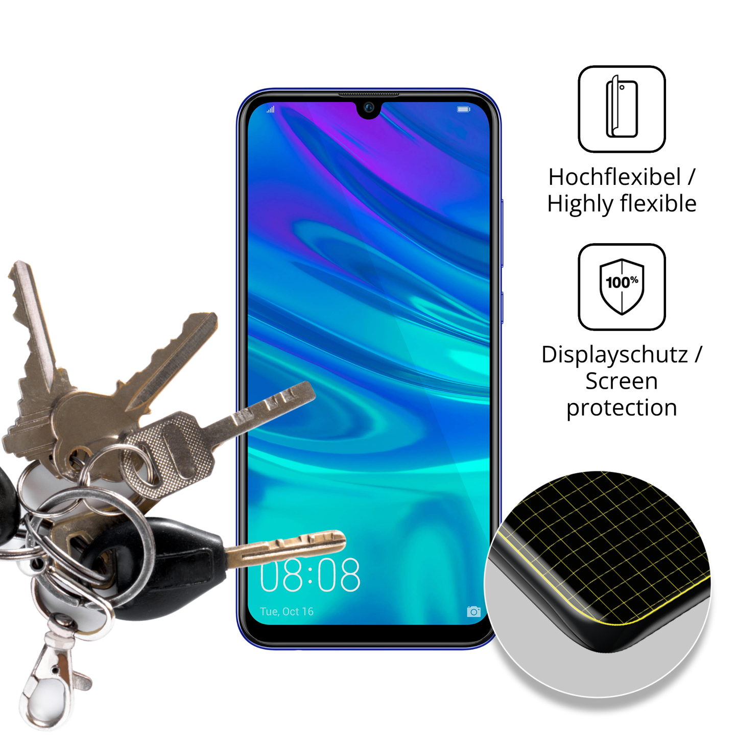 2x 3D Full Cover Schutzfolie für Huawei P Smart Pro 2019