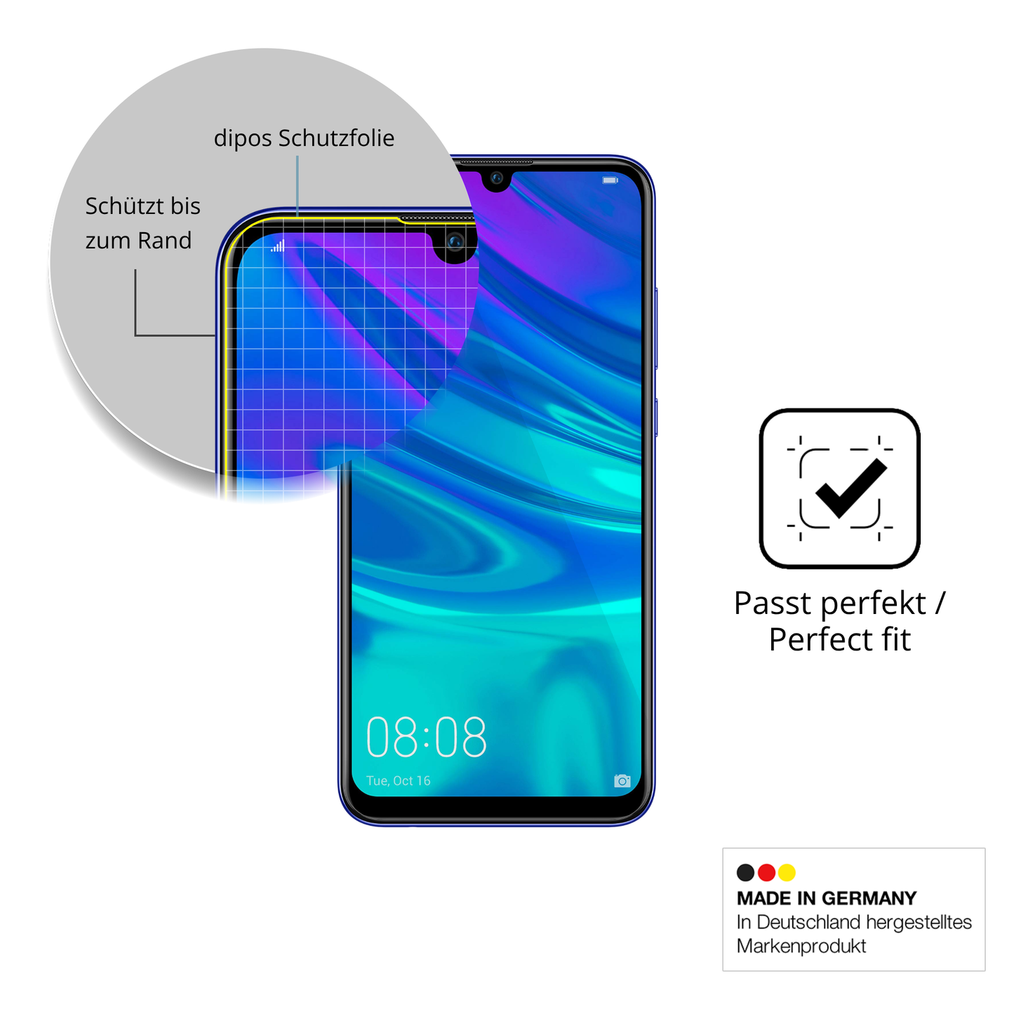 2x 3D Full Cover Schutzfolie für Huawei P Smart Pro 2019