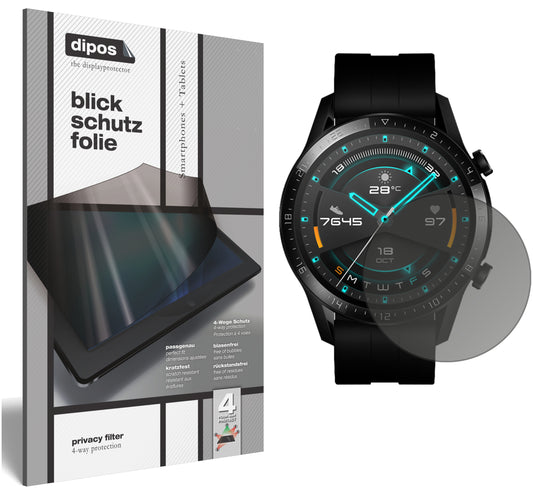 Blickschutzfolie von dipos passend für Huawei Watch GT 2 (46mm), präziser Zuschnitt und blasenfrei montiert