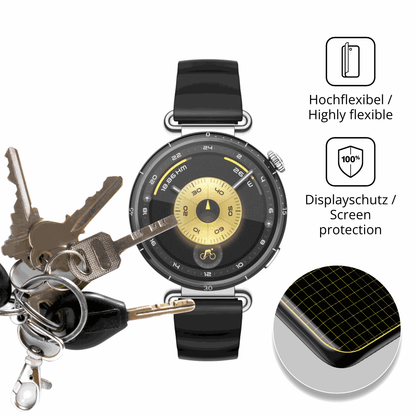 dipos Displayschutz für Huawei Watch GT6 41mm, transparente Oberfläche, perfekte Passform auch für die Rundungen
