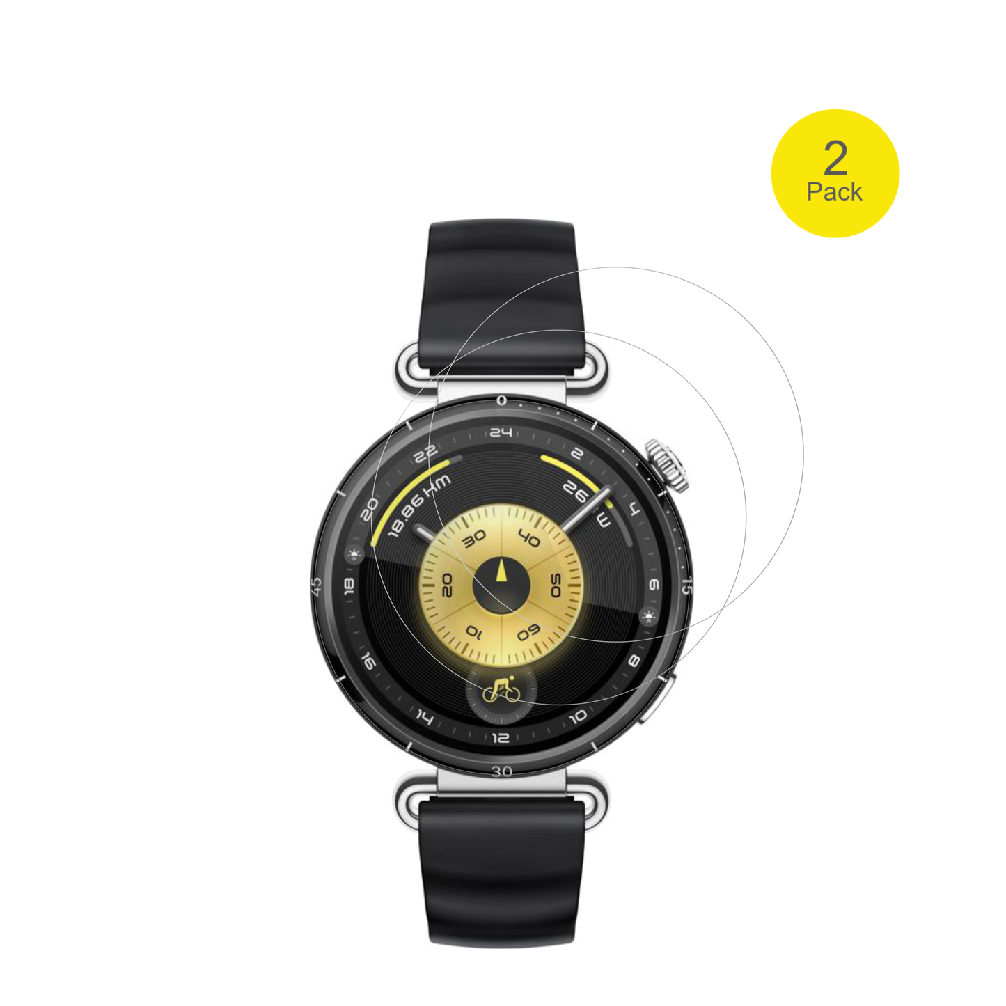 HuaweiWatch GT6 41mm mit aufgebrachter dipos Displayschutzfolie, glasklare Darstellung ohne Einschränkungen