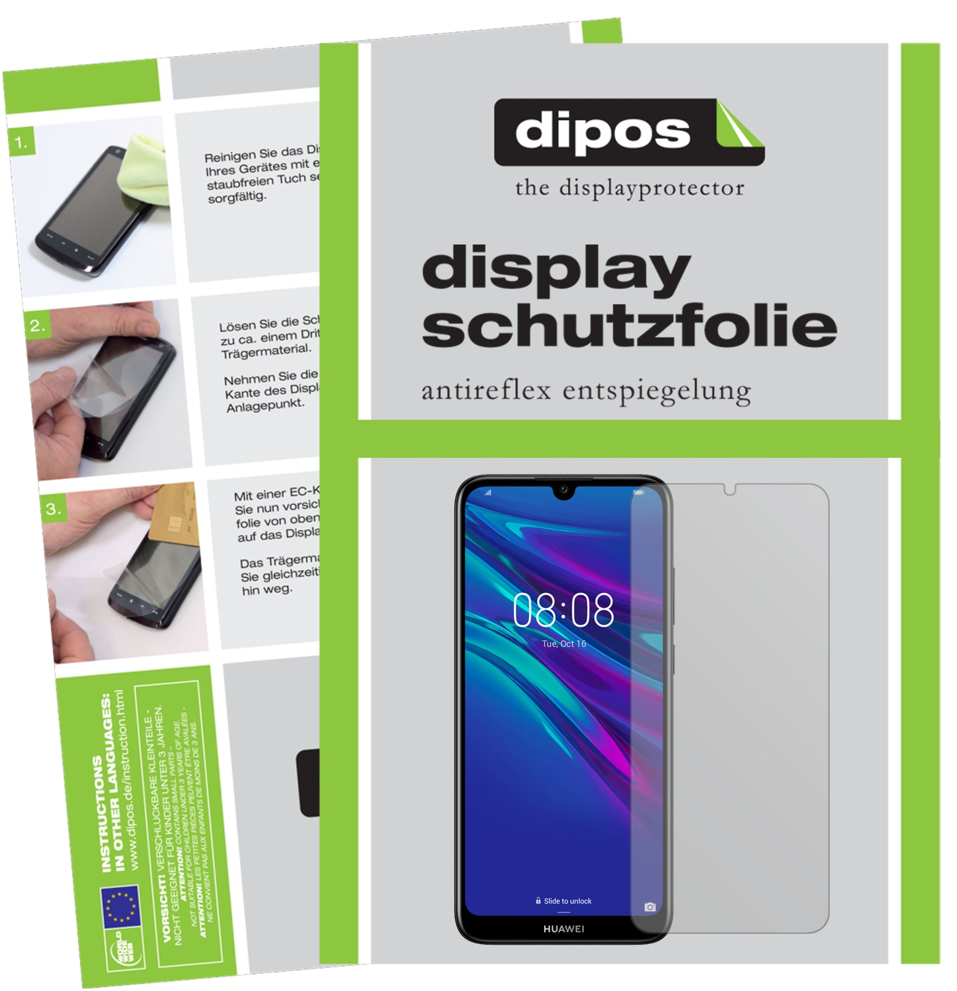 Matte Displayschutzfolie von dipos passend für Huawei Y6s, präziser Zuschnitt und blasenfrei montiert