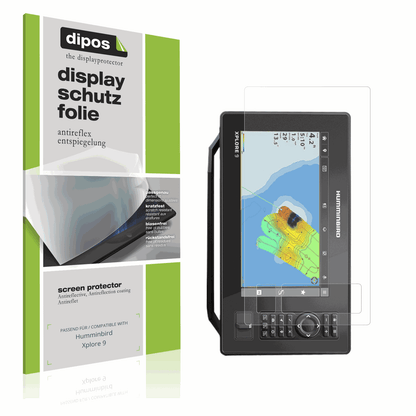 Matte Displayschutzfolie von dipos passend für Humminbird Xplore 9, präziser Zuschnitt und blasenfrei montiert