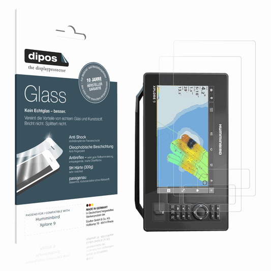 Matte Displayschutzfolie von dipos passend für Humminbird Xplore 9, 9H kratzfest und blasenfrei montiert