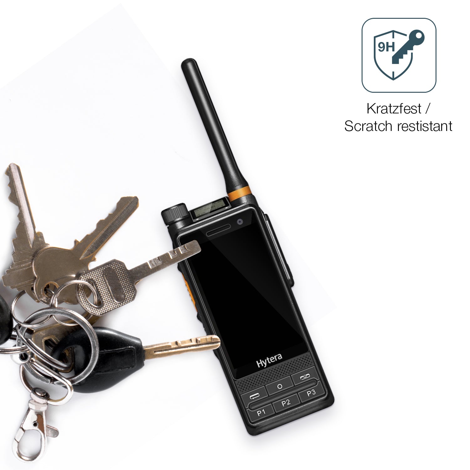 dipos Displayschutz für Hytera PDC680, transparente Oberfläche, perfekte Passform auch für die Rundungen