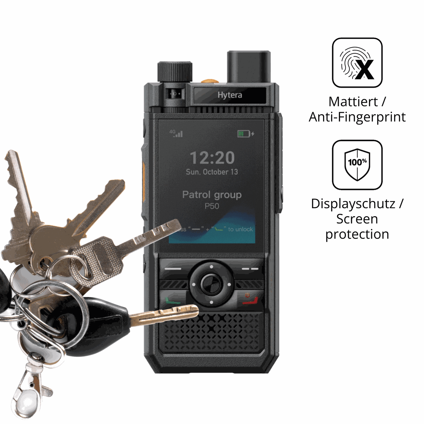 dipos Displayschutz für Hytera P50, mattierte Oberfläche, Blickschutzfilter und perfekter Passform