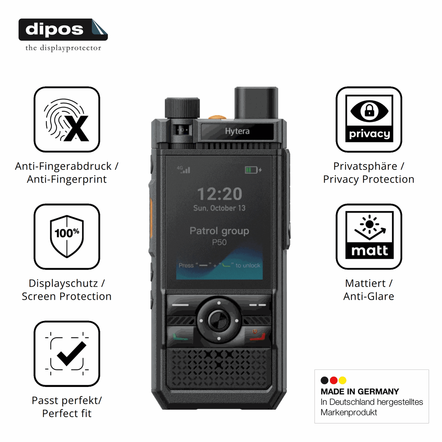 Privatsphäre-Schutz durch Sichtschutz-Folie passend zugeschnitten für Hytera P50