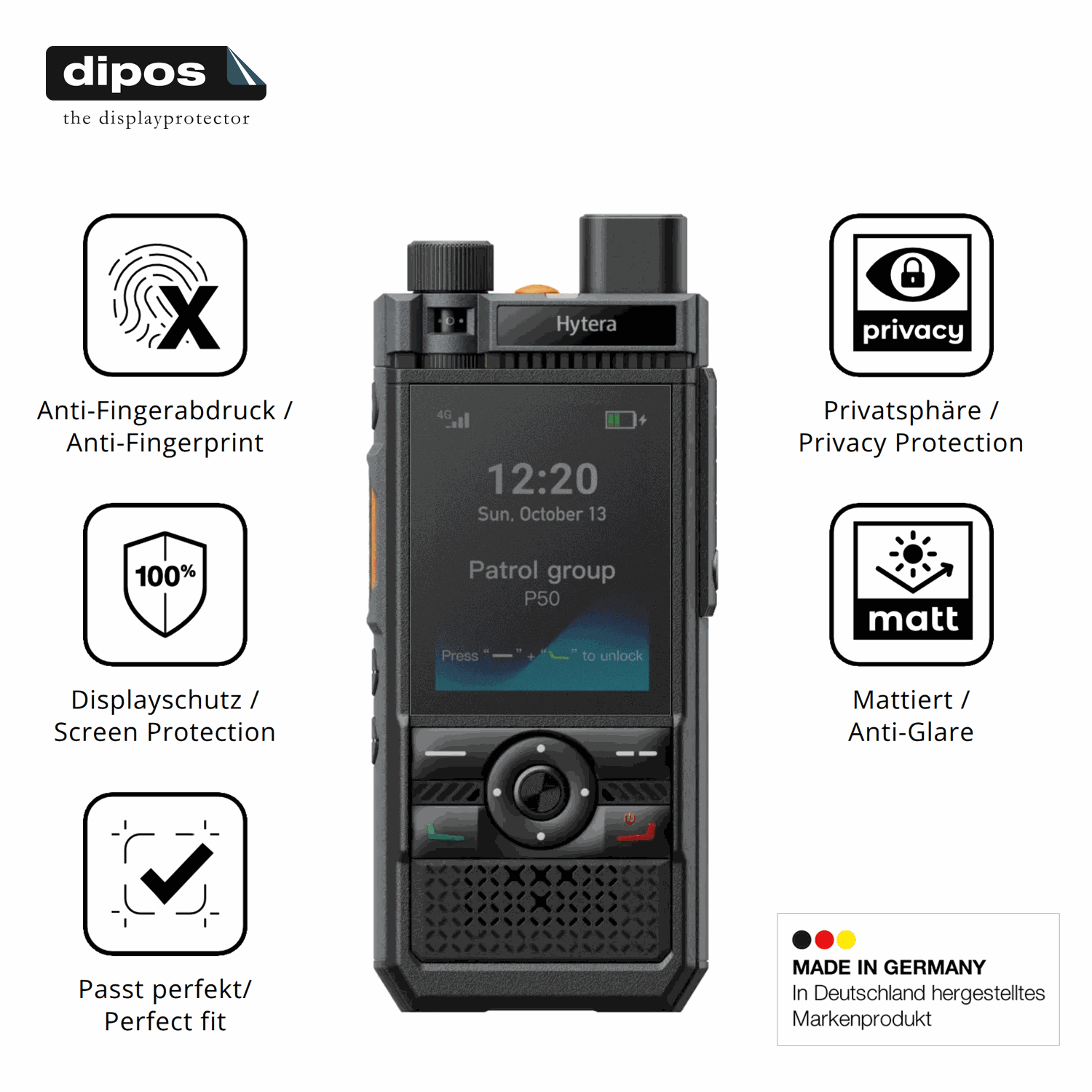 Privatsphäre-Schutz durch Sichtschutz-Folie passend zugeschnitten für Hytera P50