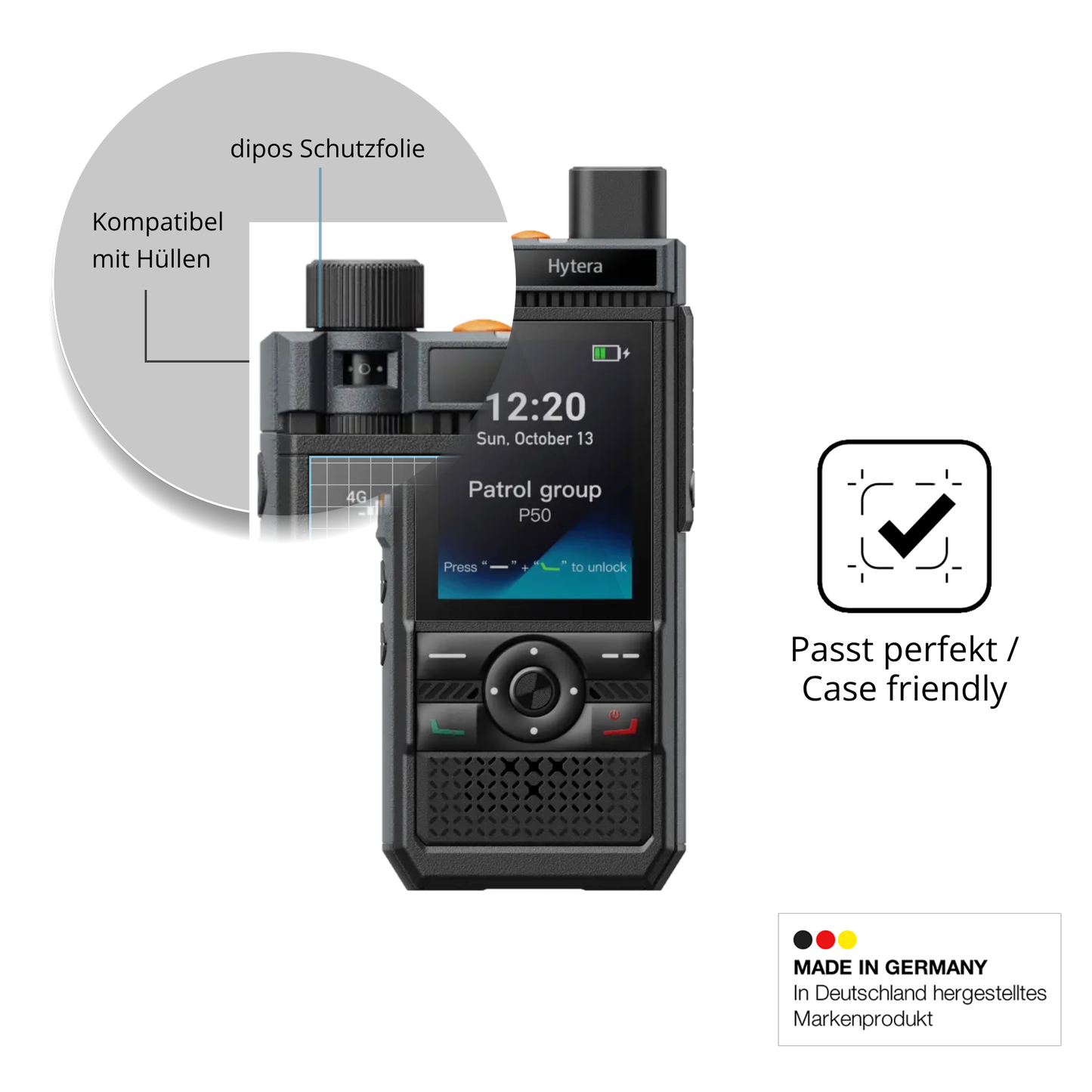 Schutzfolie mit optimaler Passform, zur Verwendung mit Hüllen geeignet