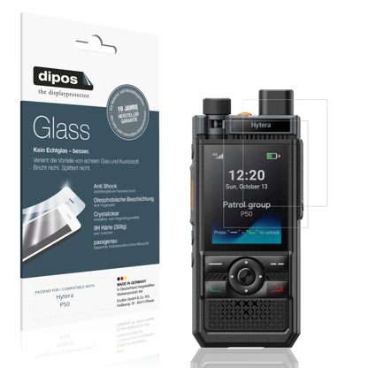 Klare Displayschutzfolie von dipos passend für Hytera P50, 9H kratzfest und blasenfrei montiert