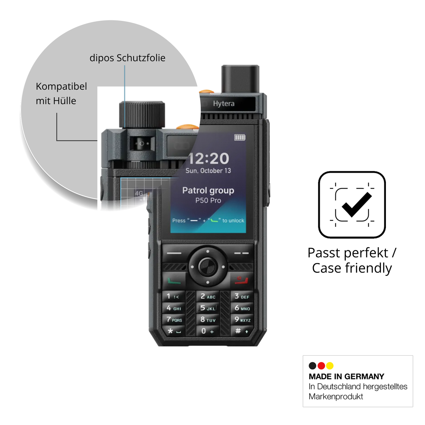 Schutzfolie mit optimaler Passform, zur Verwendung mit Hüllen geeignet
