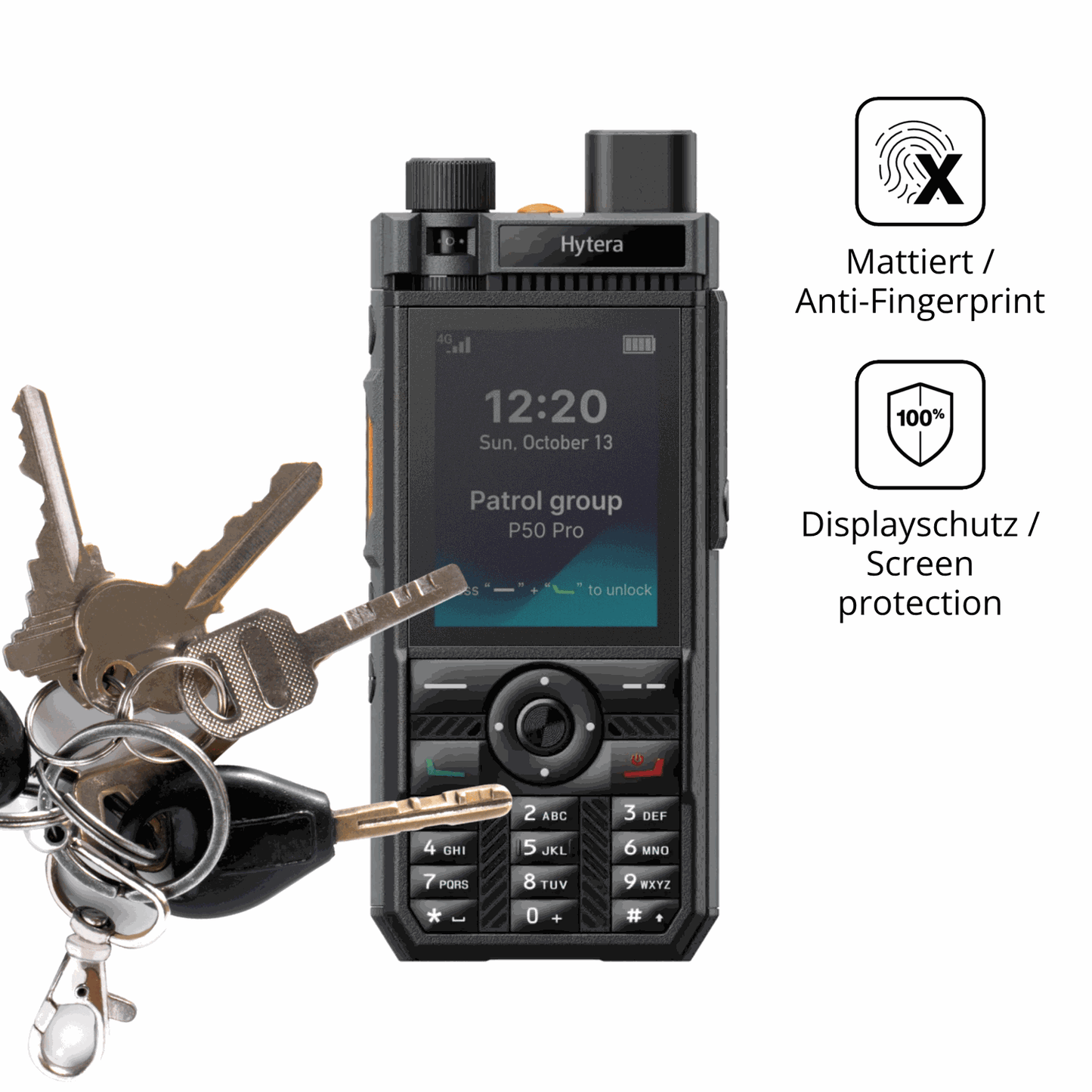 dipos Displayschutz für Hytera P50 Pro, mattierte Oberfläche, Blickschutzfilter und perfekter Passform