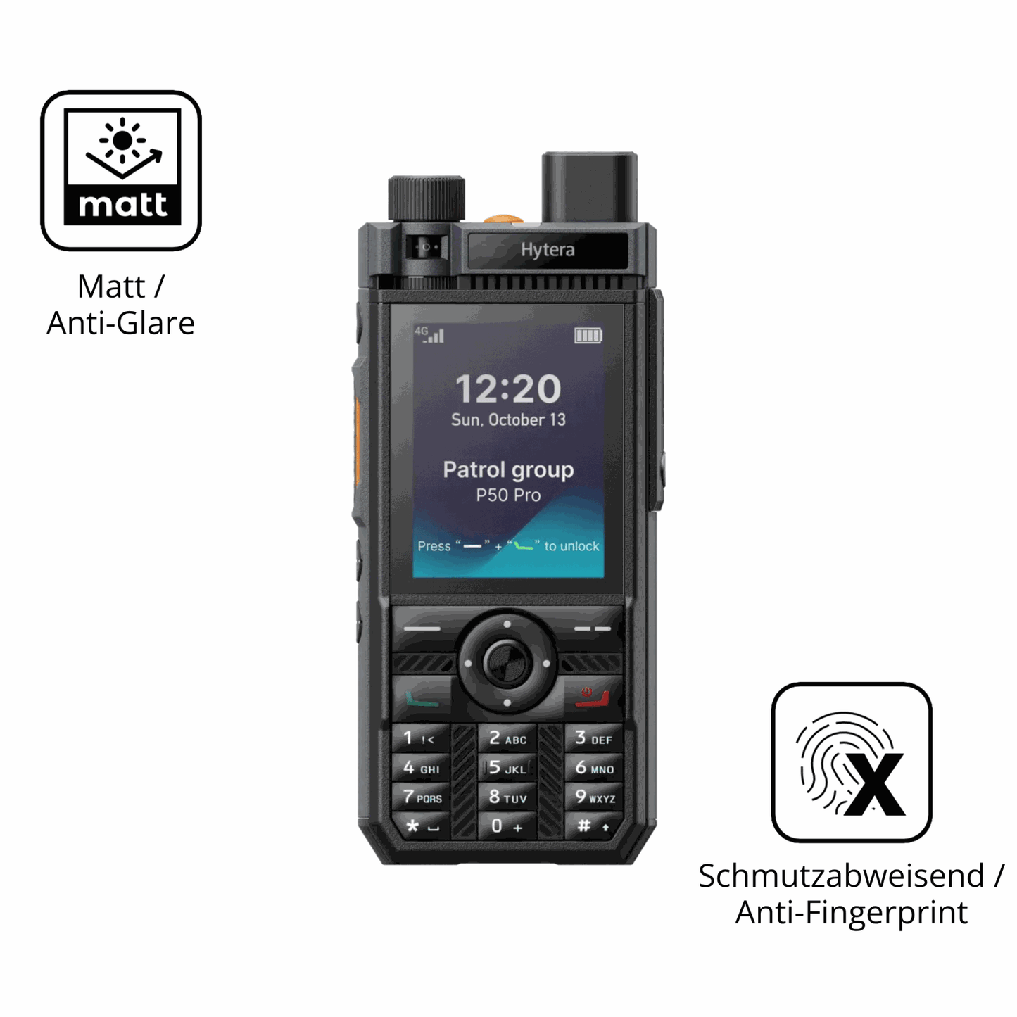 9H Hartbeschichtete, flexible Folie passend zugeschnitten für Hytera P50 Pro
