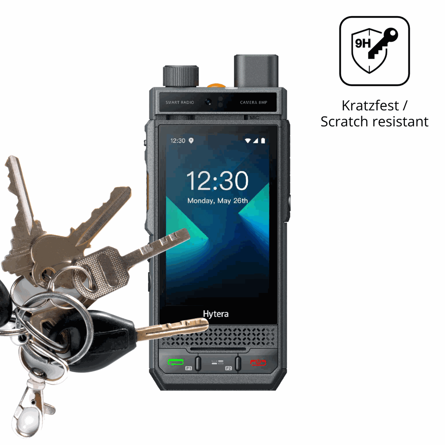 dipos Displayschutz für Hytera P60, transparente Oberfläche, perfekte Passform auch für die Rundungen