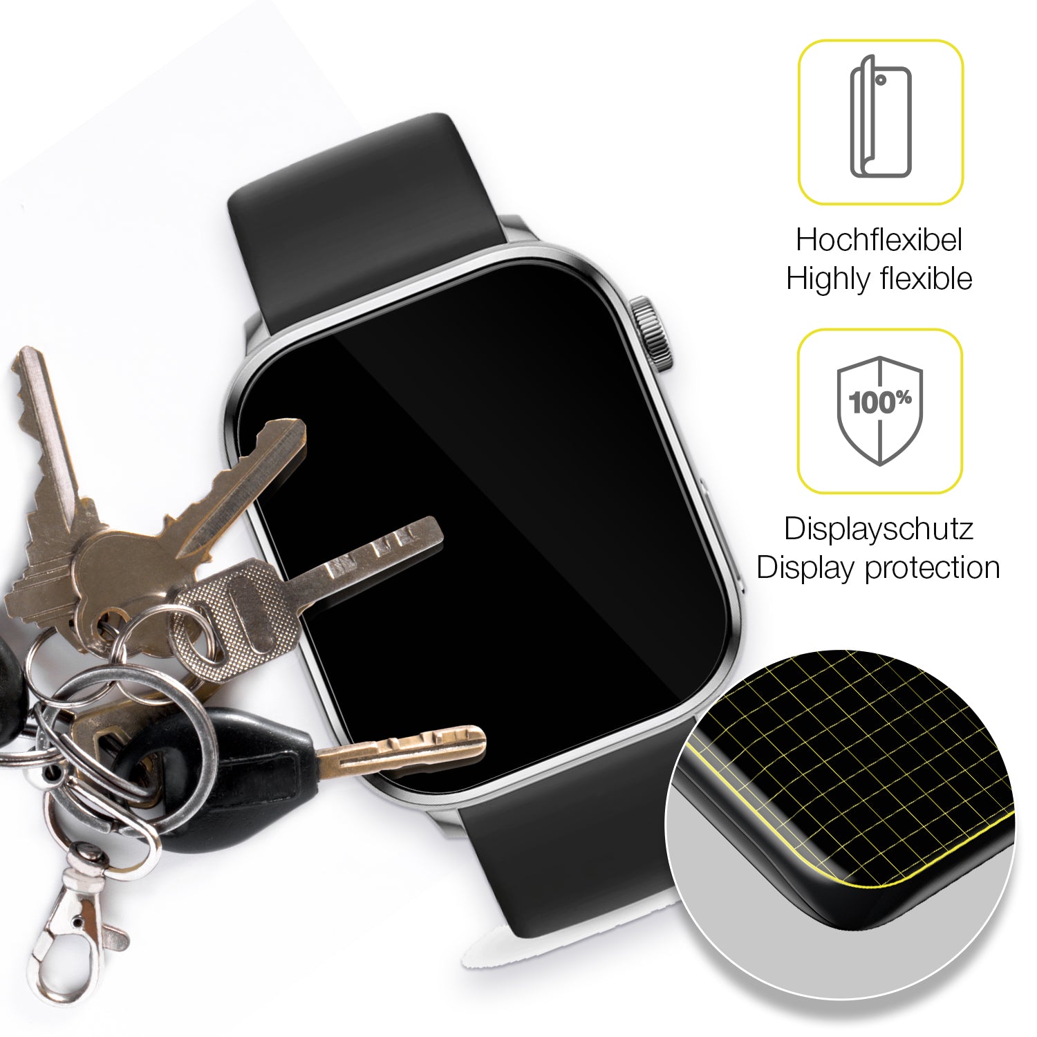 dipos Displayschutz für Ice-Watch Smart 3.0 1.78 Zoll, transparente Oberfläche, geringe Dicke und perfekte Passform