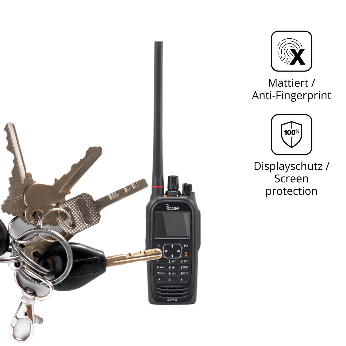 dipos Displayschutz für Icom IC-F4400DT, mattierte Oberfläche, Blickschutzfilter und perfekter Passform