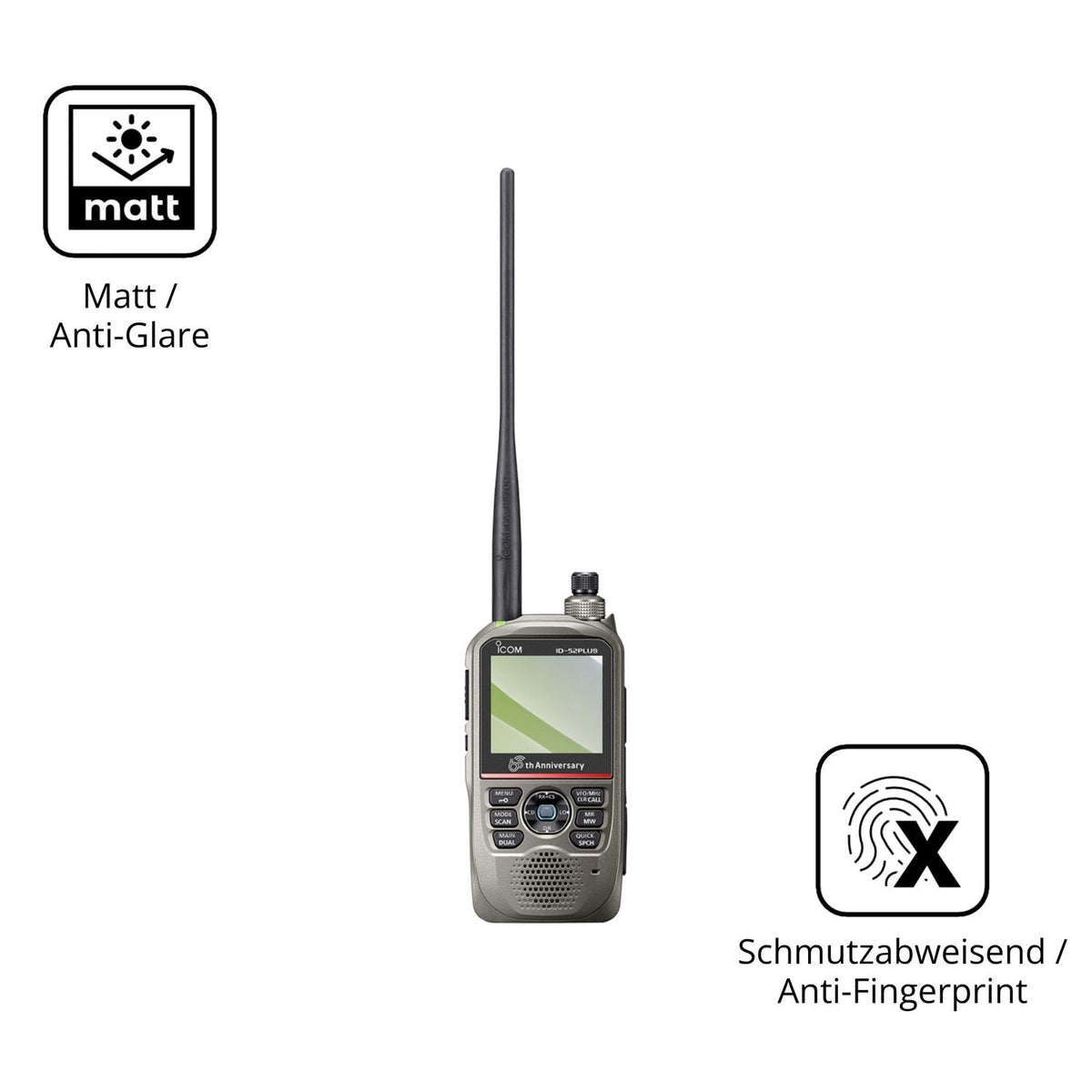 4x Screen Protector for Icom ID-52E PLUS 60th Protection Anti Glare dipos