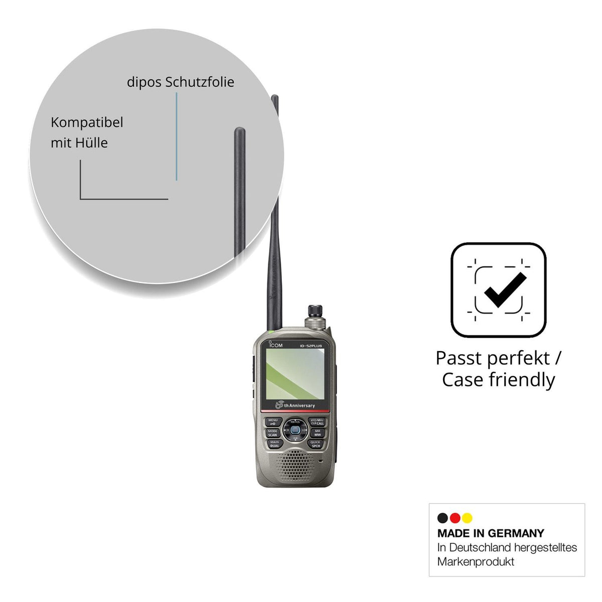 4x Screen Protector for Icom ID-52E PLUS 60th Protection Anti Glare dipos