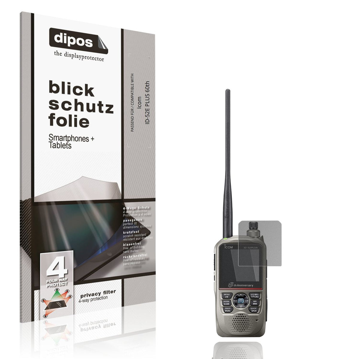 Screen Protector for Icom ID-52E PLUS 60th Privacy Filter 4-Way Protection dipos