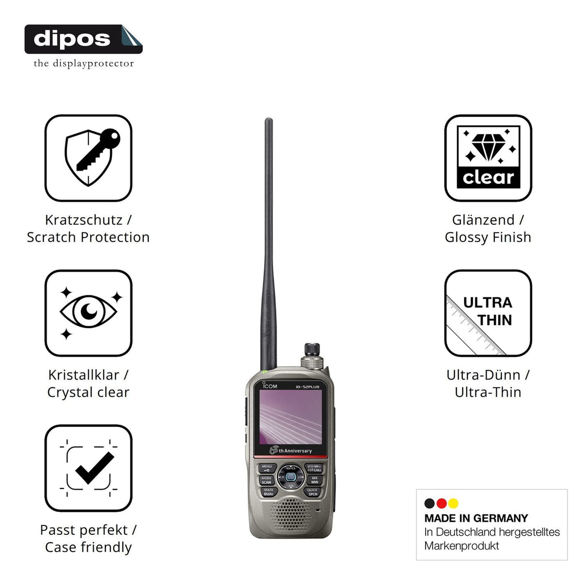 4x Screen Protector for Icom ID-52E PLUS 60th Protection Crystal Clear dipos