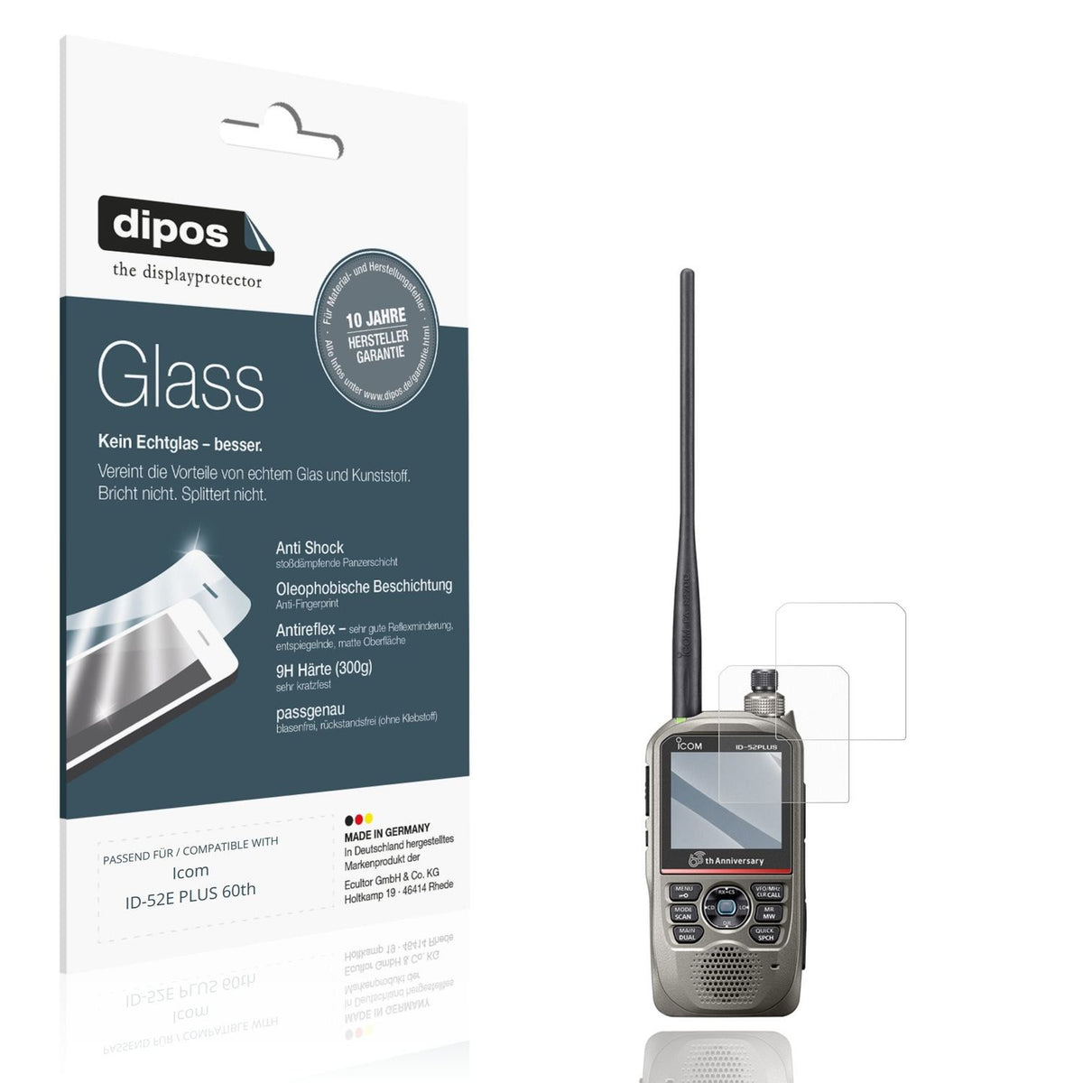 2x Screen Protector for Icom ID-52E PLUS 60th matte Flexible Glass 9H dipos
