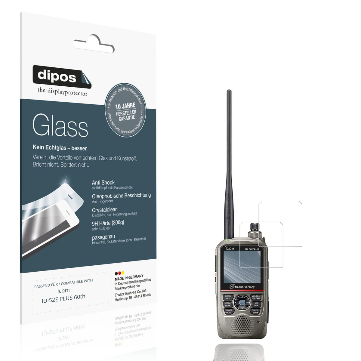 2x Screen Protector for Icom ID-52E PLUS 60th Flexible Glass 9H dipos