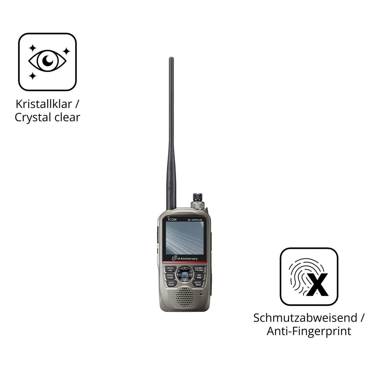 2x Screen Protector for Icom ID-52E PLUS 60th Flexible Glass 9H dipos