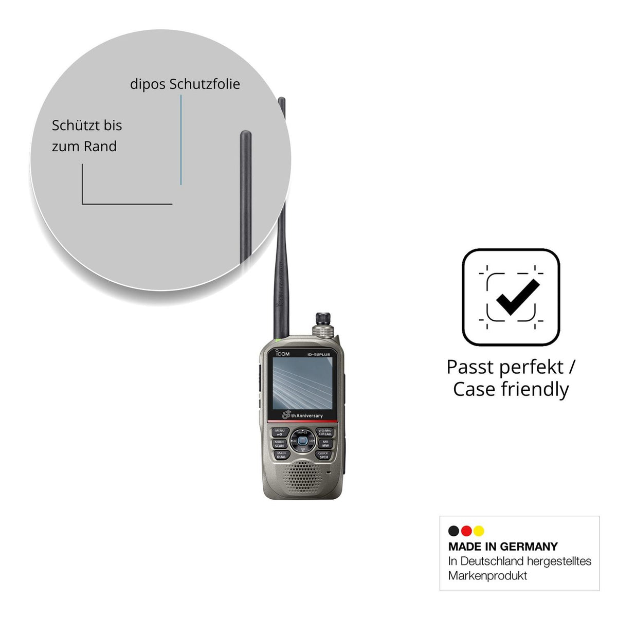 2x Screen Protector for Icom ID-52E PLUS 60th Flexible Glass 9H dipos