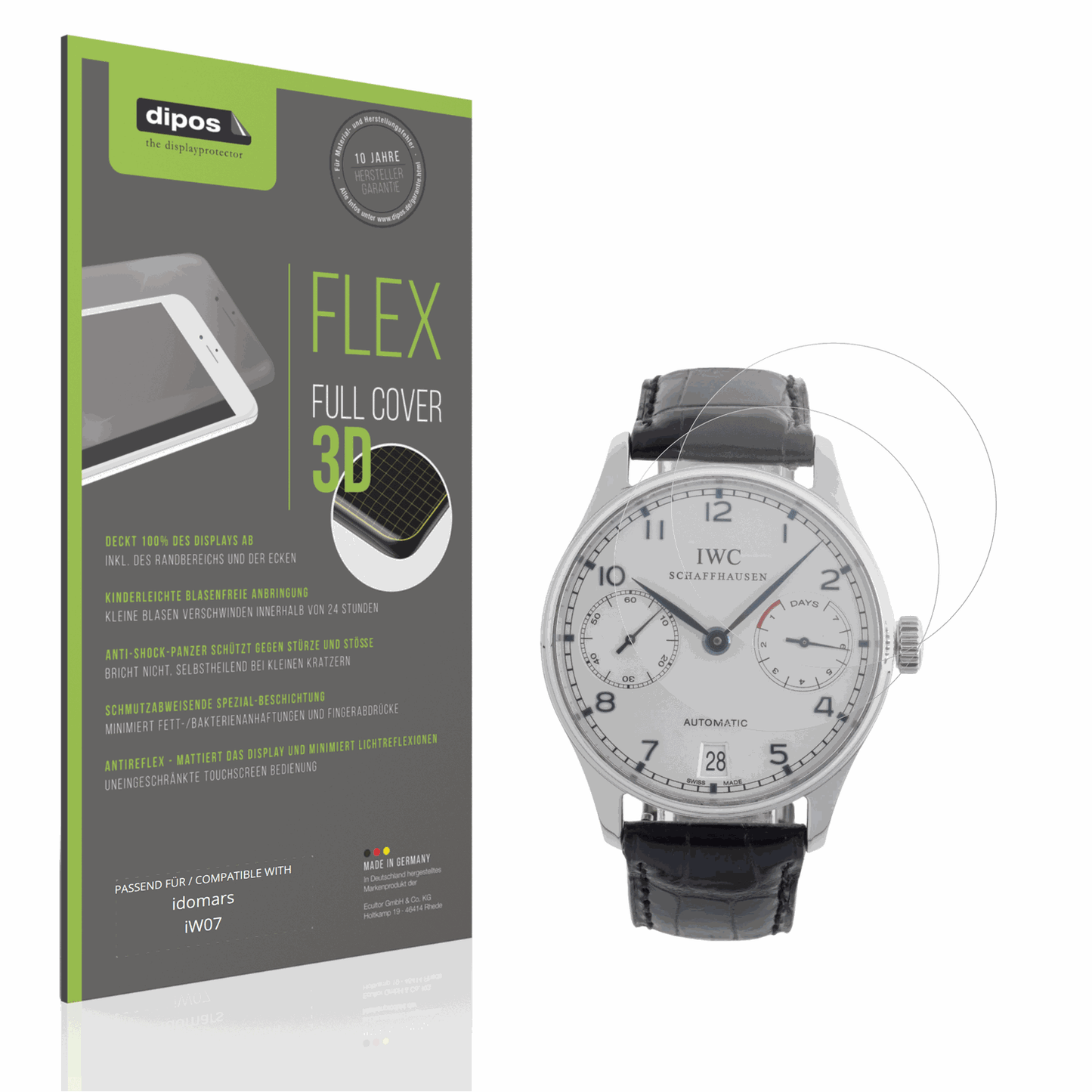 Matte Displayschutzfolie von dipos passend für idomars iW07, 100% Displayabdeckung und blasenfreie Montage