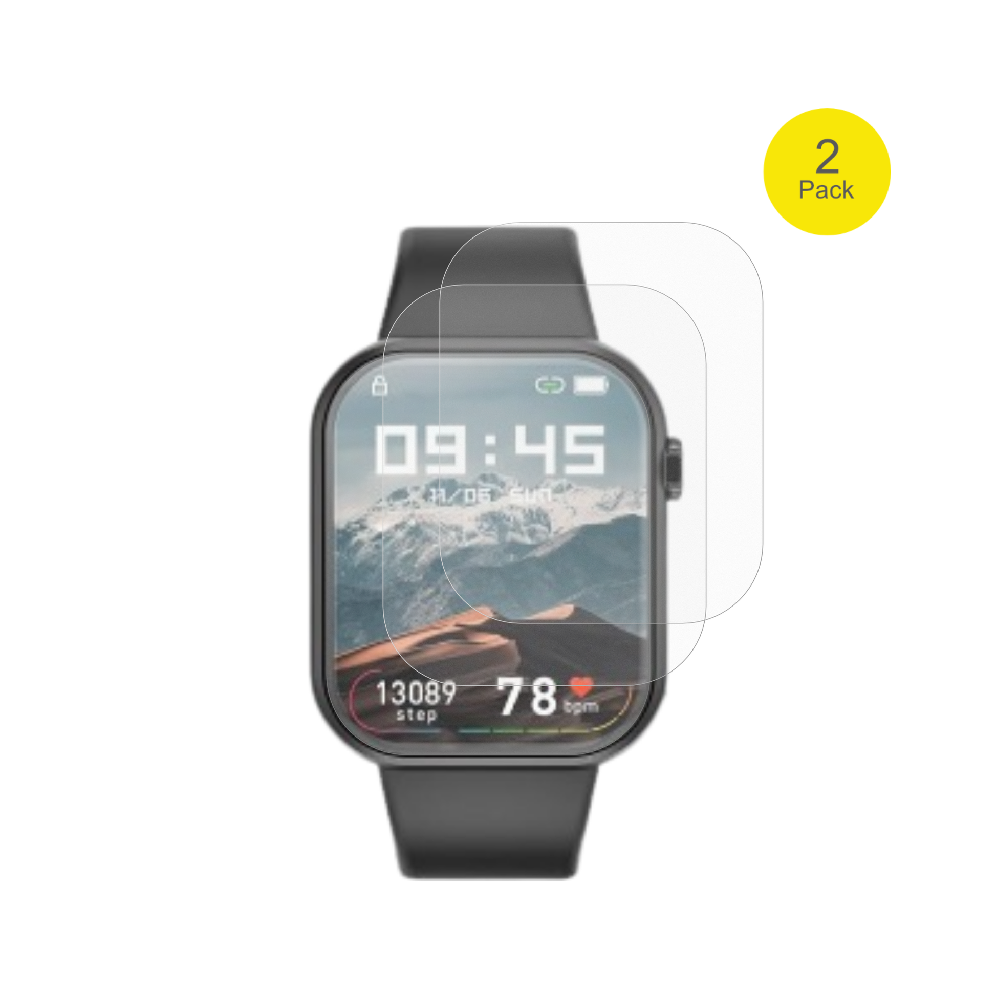 ignovatetr smartwatch mit aufgebrachter dipos Flex Schutzfolie, glasklare Darstellung ohne Einschränkungen
