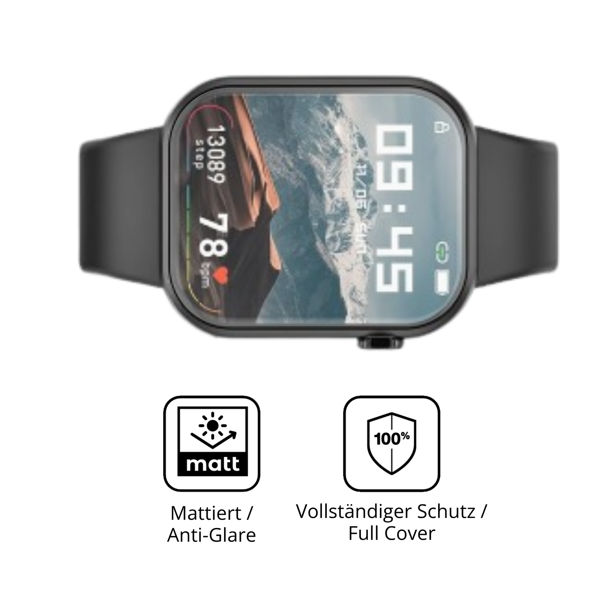 Flexible TPU-Folie passend zugeschnitten für ignovatetr smartwatch, vollständige Abdeckung