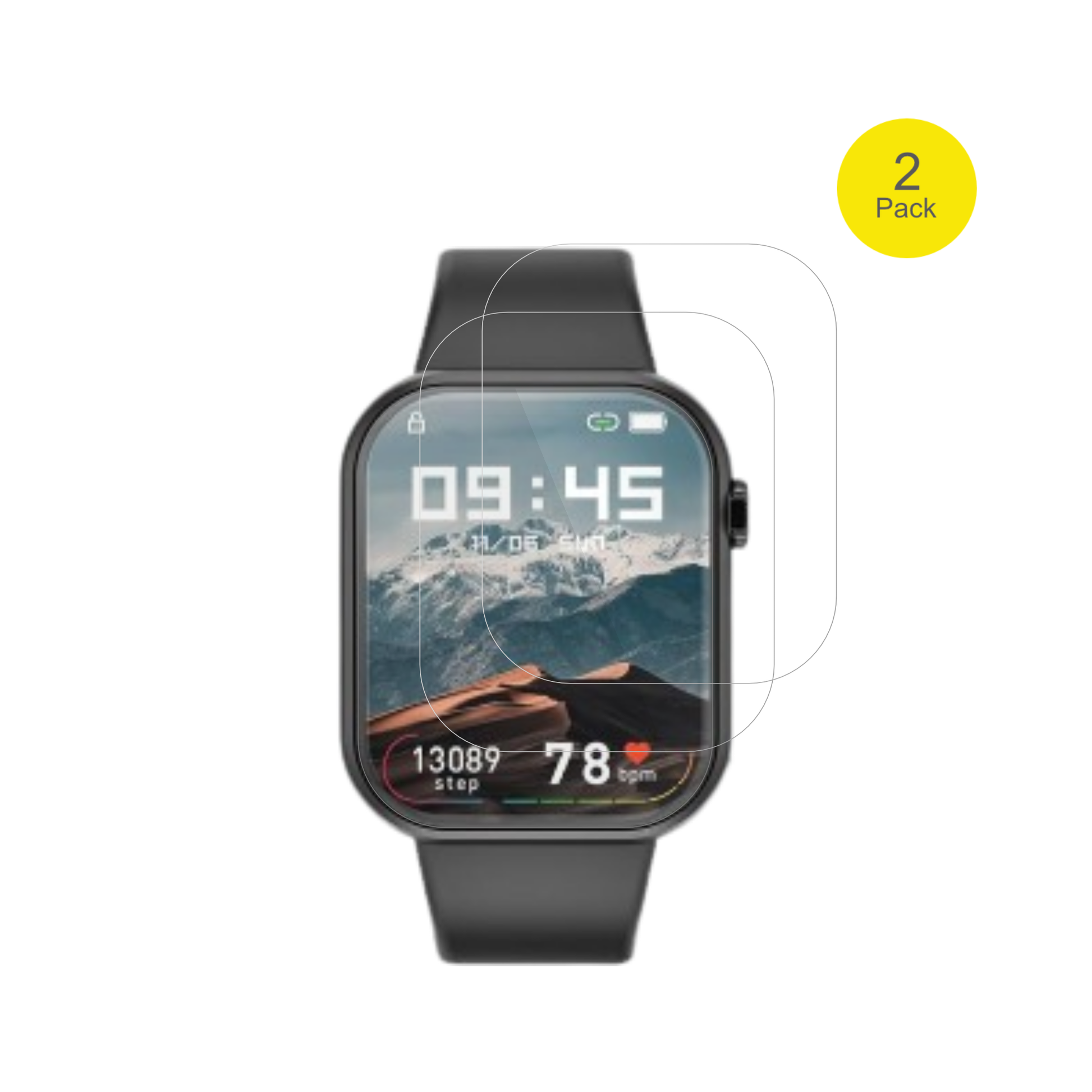ignovatetr smartwatch mit aufgebrachter dipos Displayschutzfolie, glasklare Darstellung ohne Einschränkungen