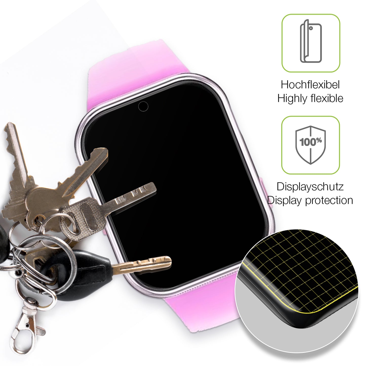dipos Displayschutz für Igreeman Kinder Smartwatch, transparente Oberfläche, perfekte Passform auch für die Rundungen