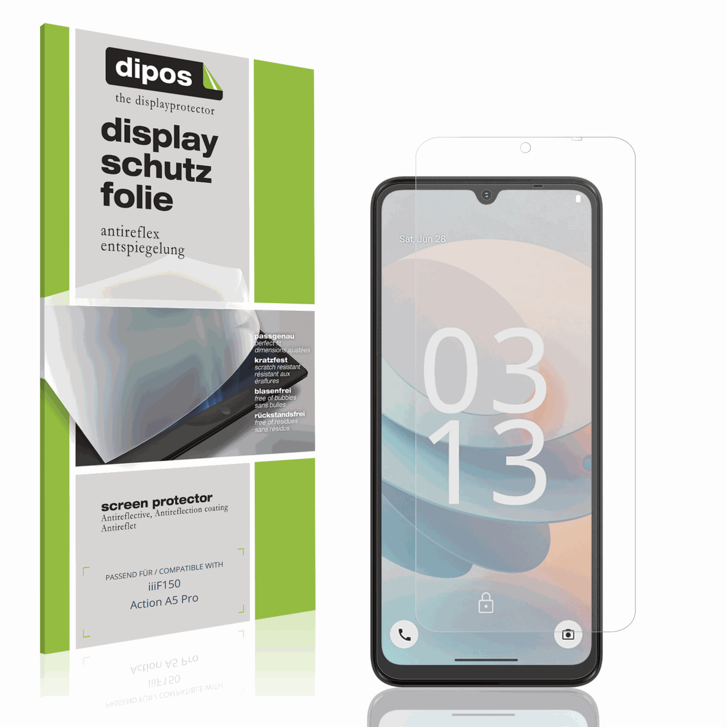 Matte Displayschutzfolie von dipos passend für iiif150action a5 pro, präziser Zuschnitt und blasenfrei montiert