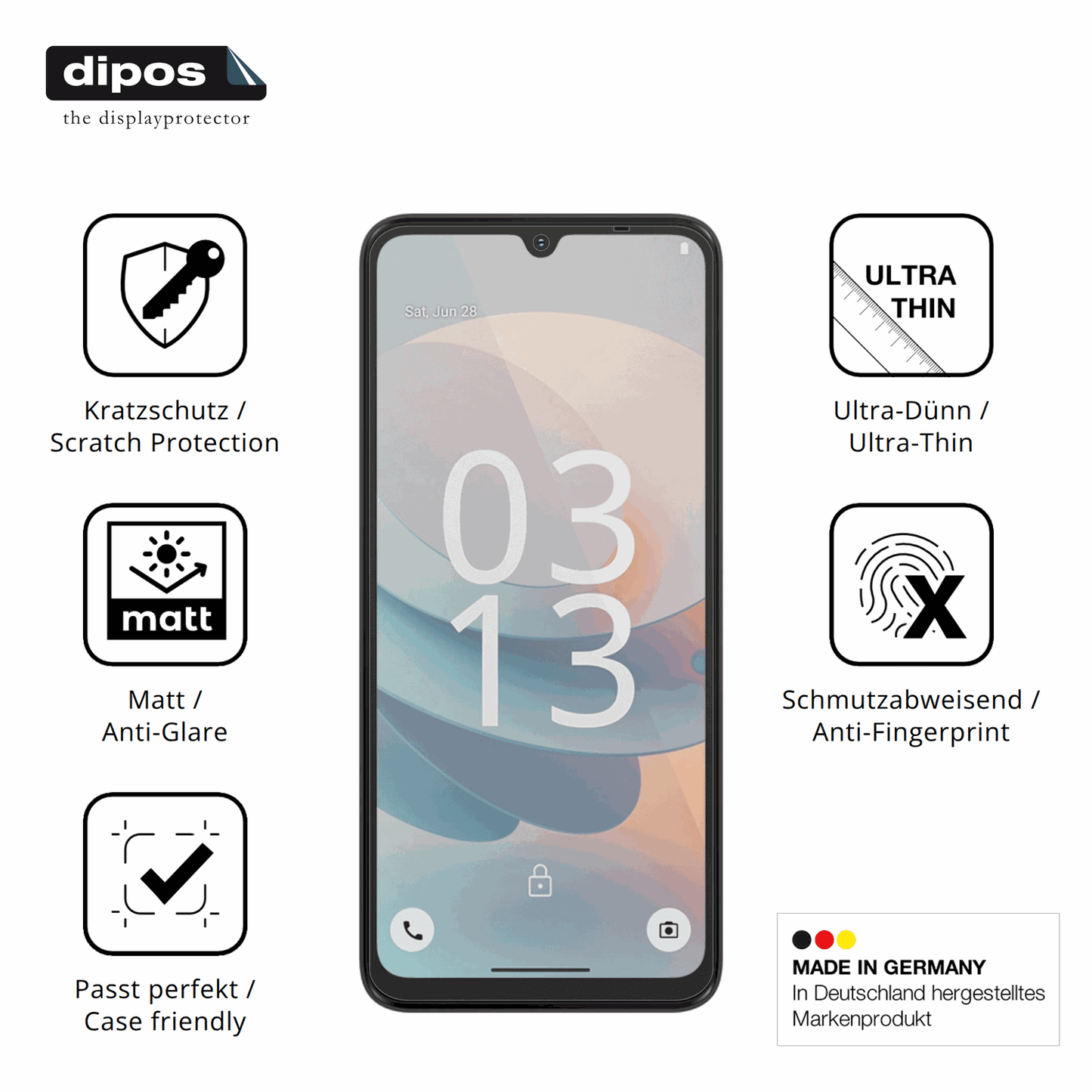 Displayschutz hergestellt in Deutschland, höchste Qualität made in Germany