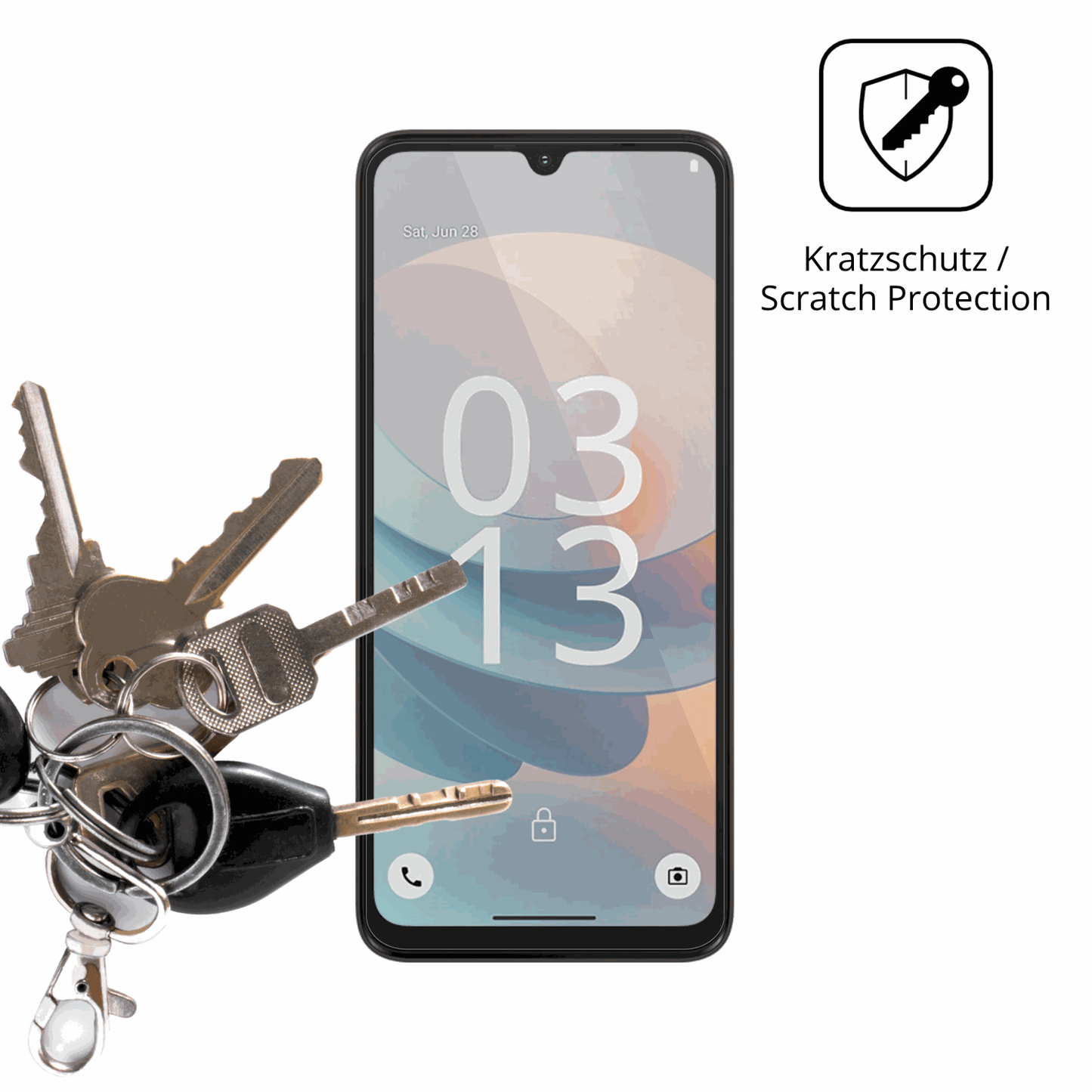 Schutz gegen Kratzer auf dem iiif150action a5 pro Glas durch Schlüssel oder Ähnliches
